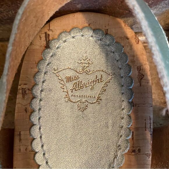 ANTHROPOLOGIE Miss Albright Philadelphia Blue Metallic Leather Strappy Sandals - Picture 5 of 10